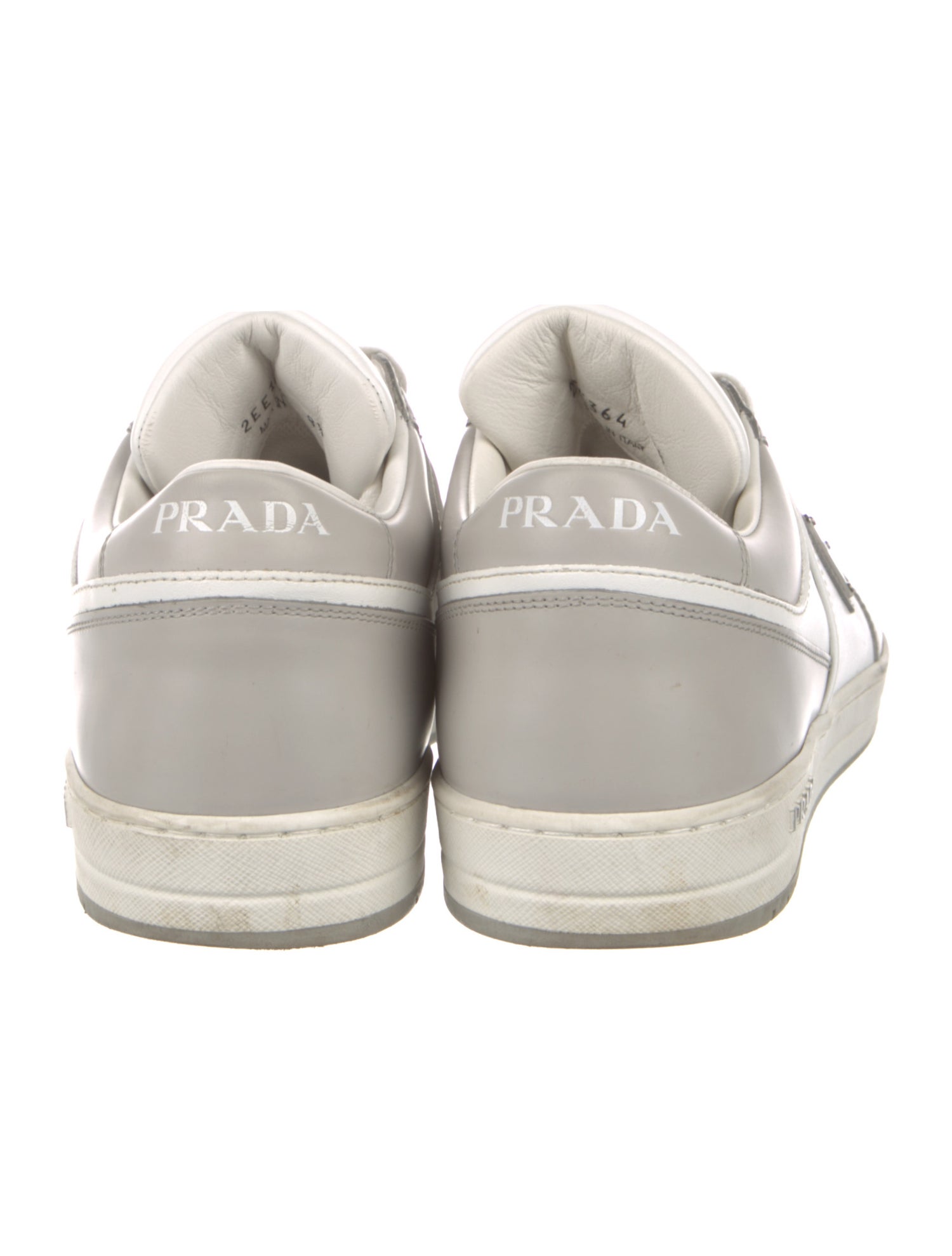 Prada Enameled Metal Triangle Leather Sneakers
